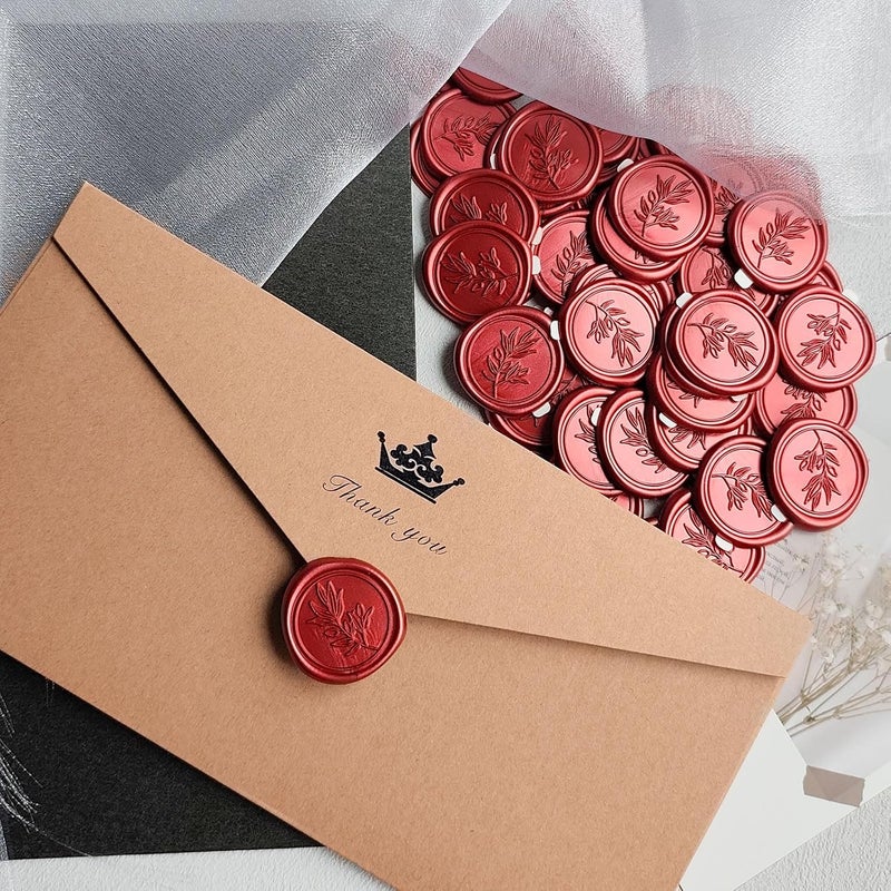 Pilloze 50 Pcs Red Wax Seal Stickers Self- Adhesive Wedding Invitation Seal Stickers, Perfect for Invitation Cards, Envelopes Christmas Cards, Gift Wrapping, Party Menu Decor - Image 4